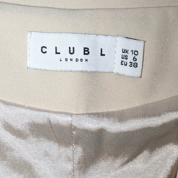 Club L London | “Unbeaten” Cream Plunge Corset Waist Blazer | Size 6 - Picture 5 of 16